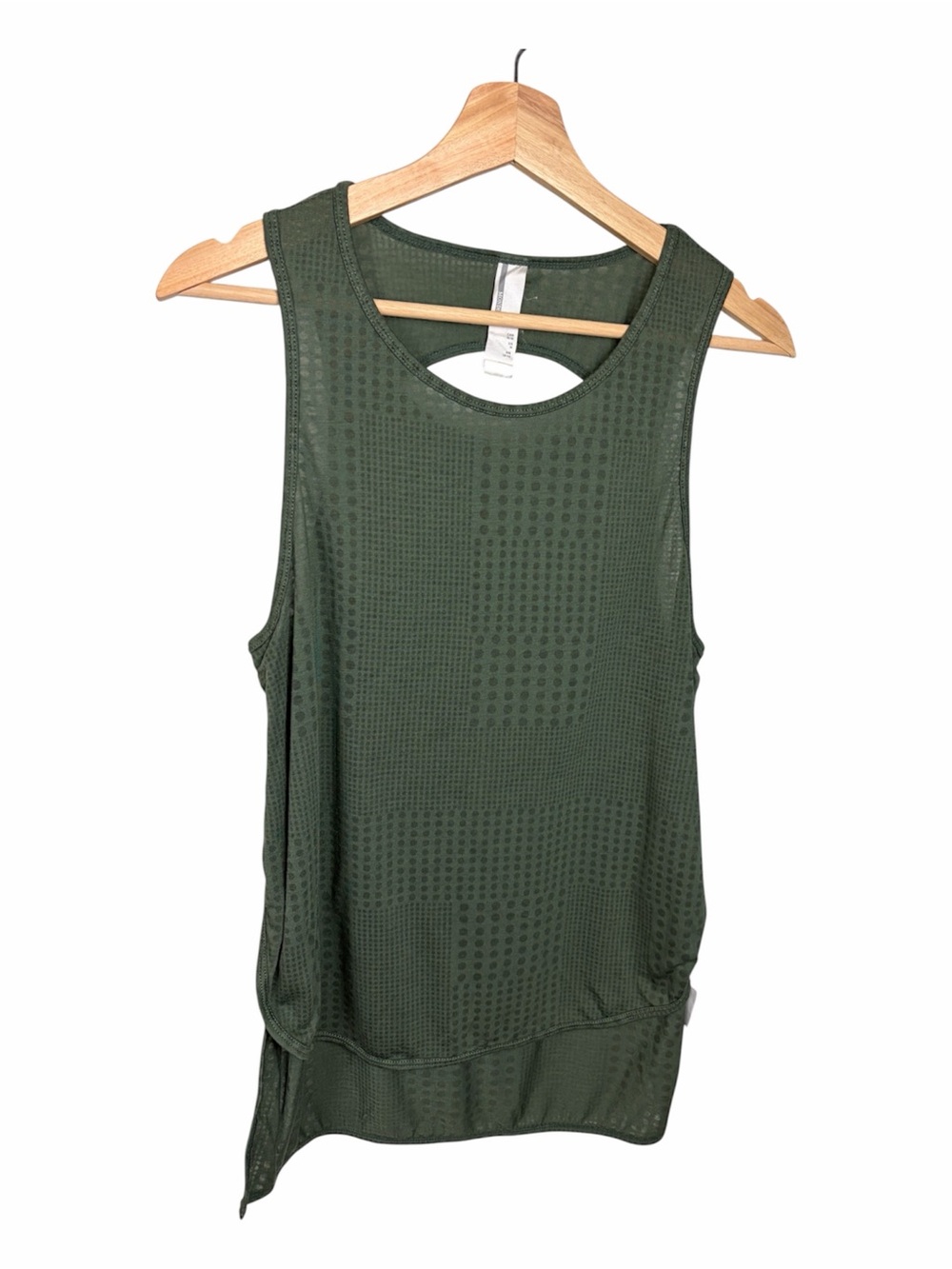 Mondetta Olive Green Sleeveless Athletic Tank Top Mesh Overlay Keyhole Back Sz M